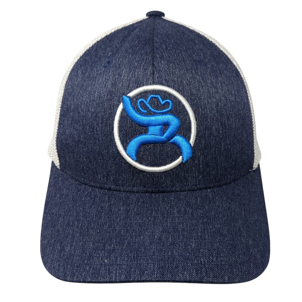 Get Your Hooey Roughy Fitted Trucker Hat Blue M Embroidered Mesh Back Flexfit